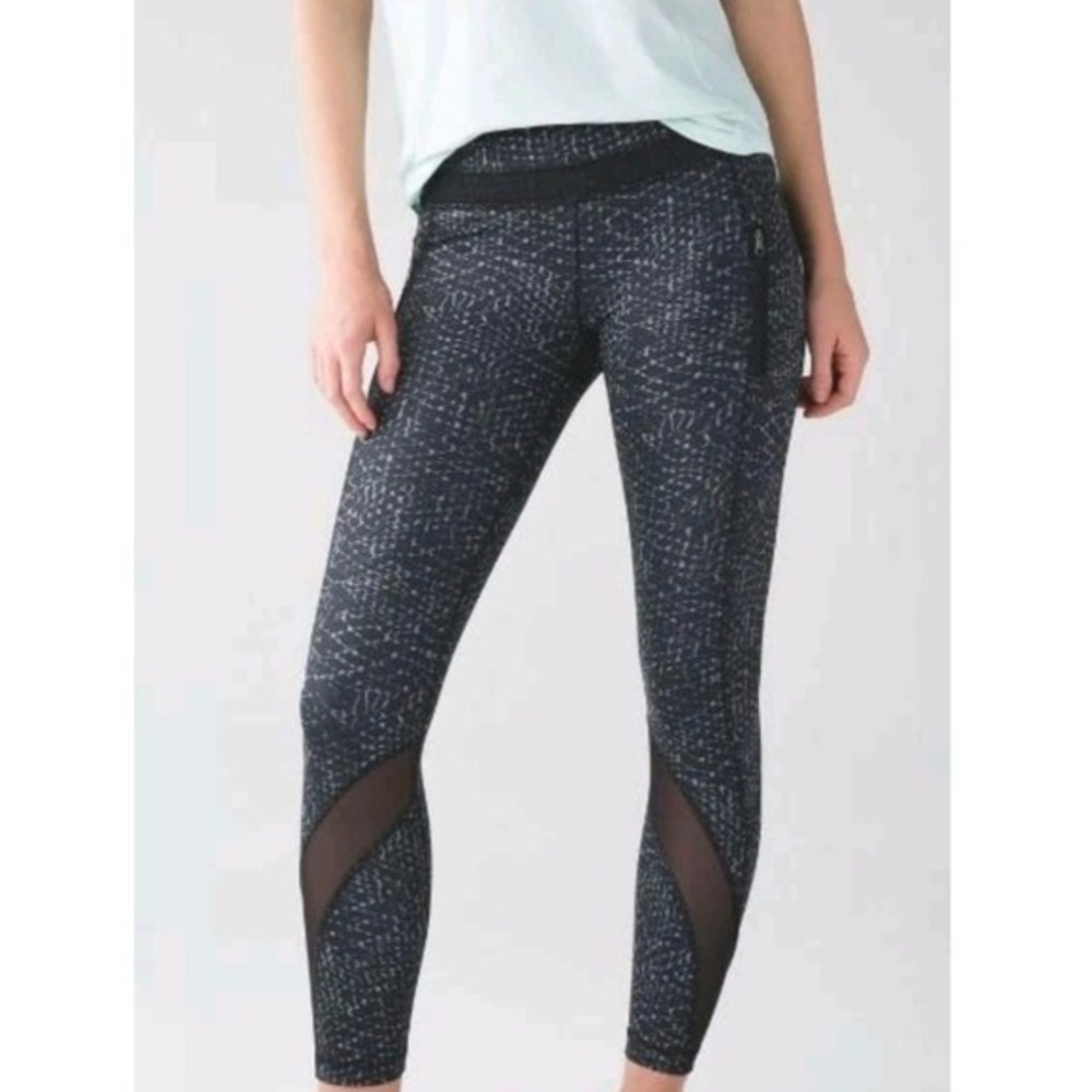 Lululemon Tight Stuff Tight II Mesh Samba Snake Battleship Black Leggings Size 8